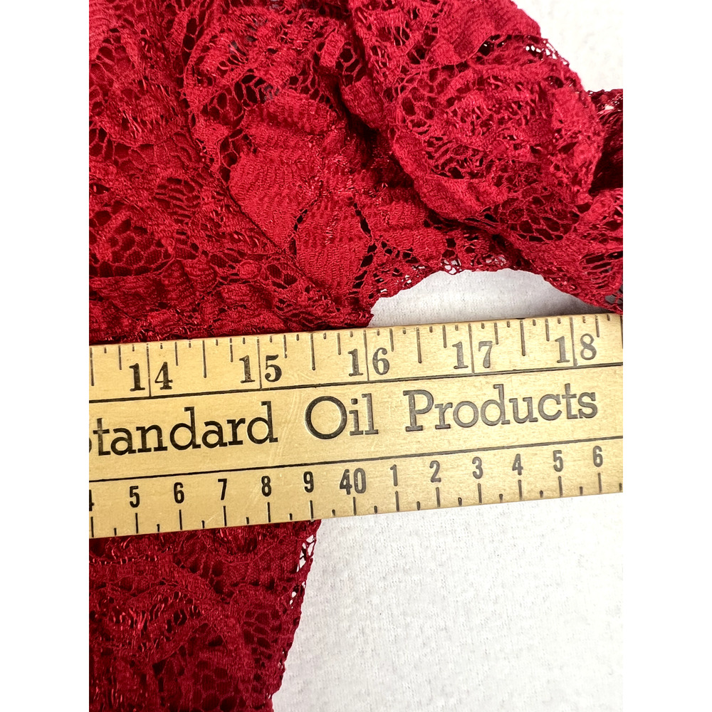 Vintage Y2K 2000s Top Medium red Floral Lace long sleeve Fairy Whimsigoth VTG - Picture 9 of 9